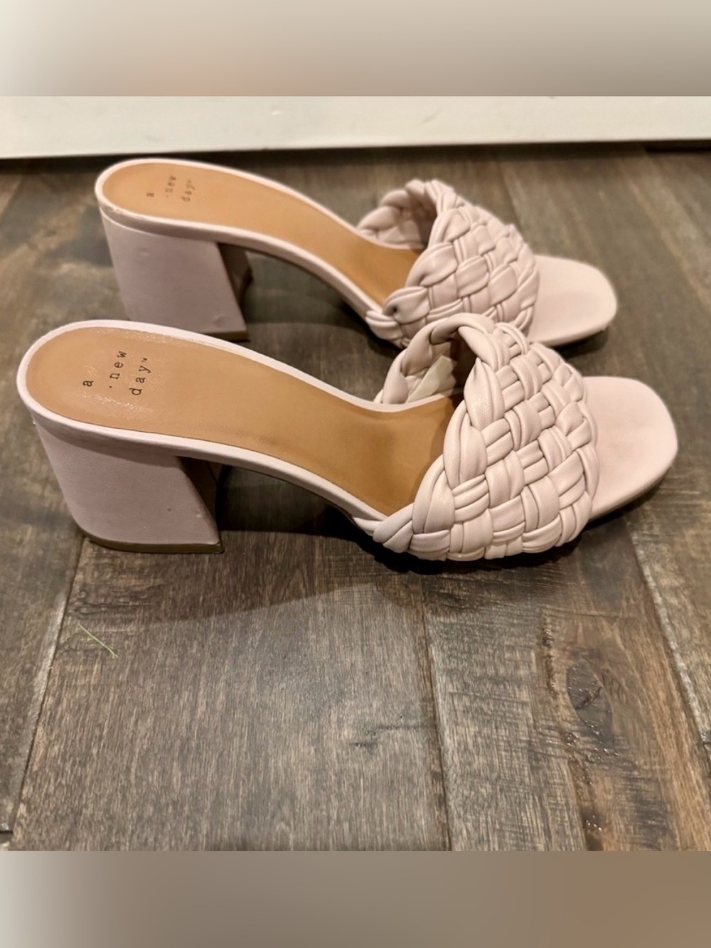 a new day Braided Slide Heels in Light Beige